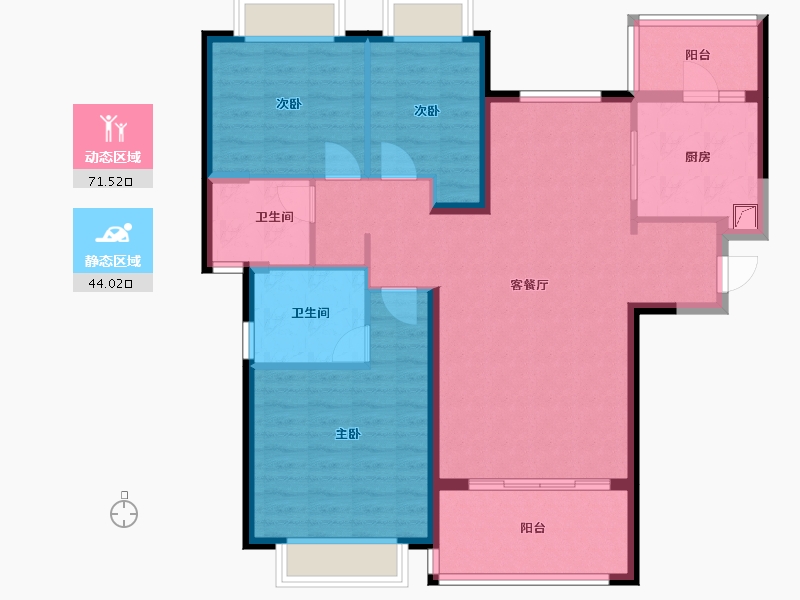 福建省-龙岩市-恒大绿洲三期天璟苑-104.00-户型库-动静分区