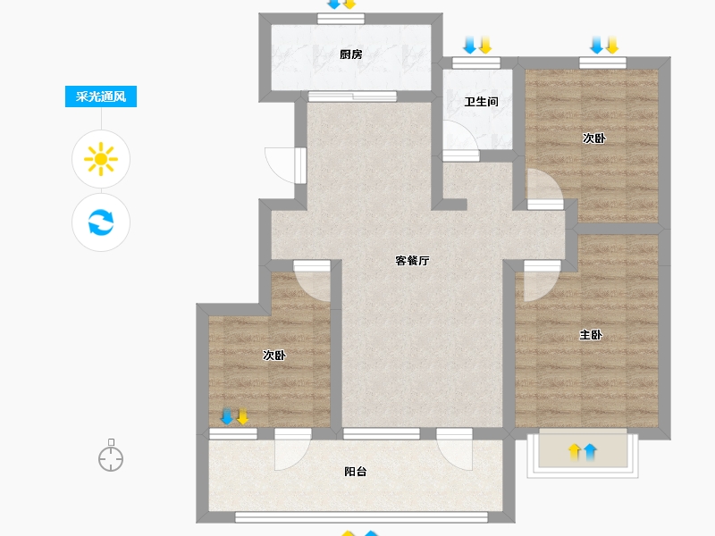 山东省-威海市-天一仁和悦海锦府一期-75.34-户型库-采光通风