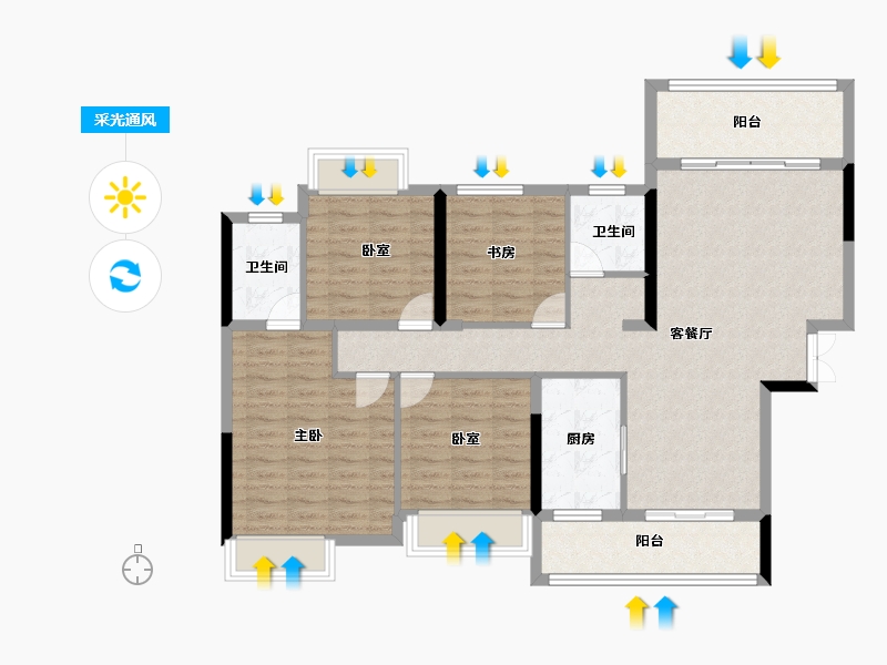 湖南省-郴州市-众联瓏熙府-111.20-户型库-采光通风