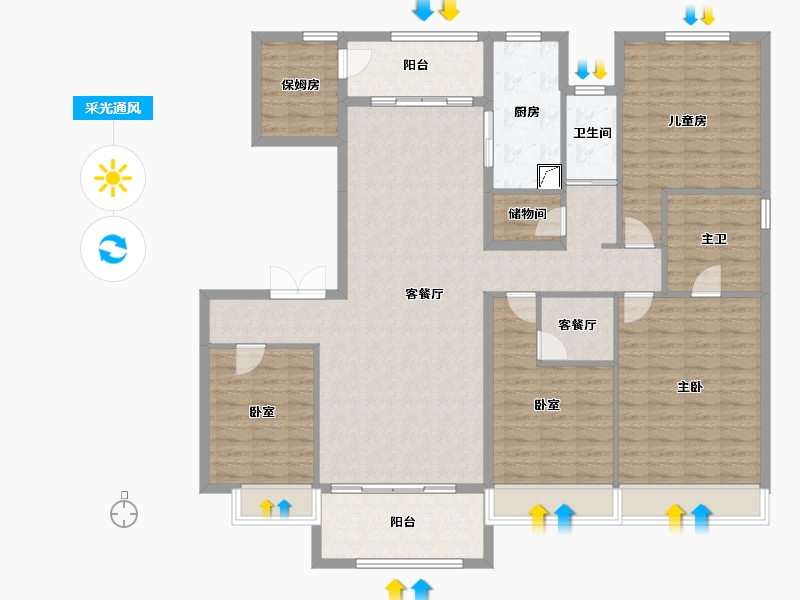 内蒙古自治区-乌兰察布市-众邦·皇苑-153.99-户型库-采光通风