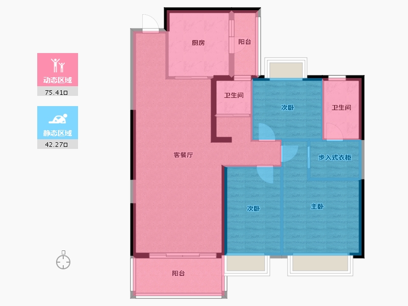 福建省-龙岩市-恒大绿洲三期天璟苑-106.40-户型库-动静分区