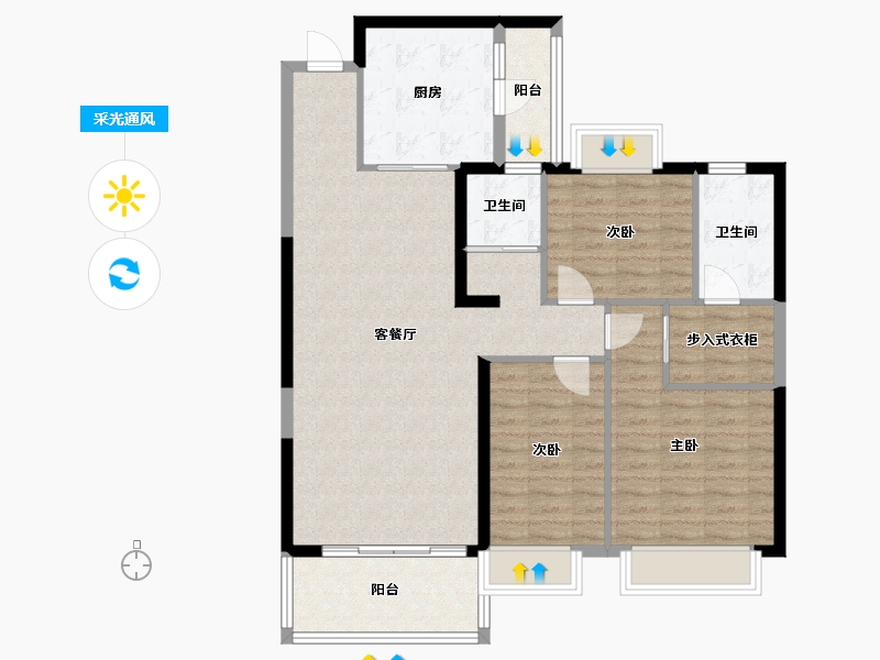 福建省-龙岩市-恒大绿洲三期天璟苑-106.40-户型库-采光通风