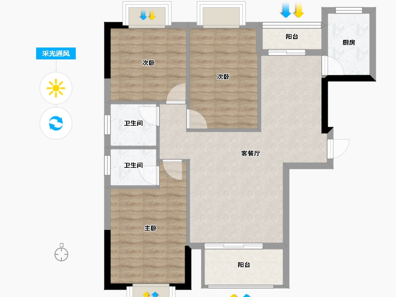 福建省-宁德市-华硕桐韵华庭-81.68-户型库-采光通风