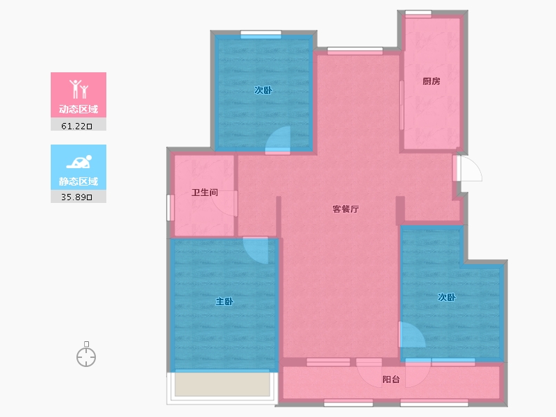 辽宁省-大连市-绿城大连海上明月-86.58-户型库-动静分区