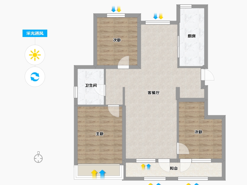 辽宁省-大连市-绿城大连海上明月-86.58-户型库-采光通风