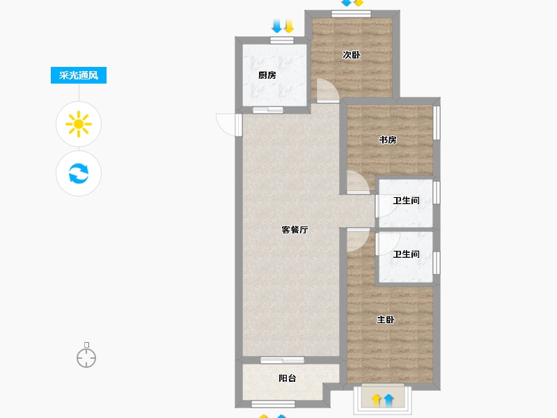 山西省-太原市-东山雅苑-73.43-户型库-采光通风