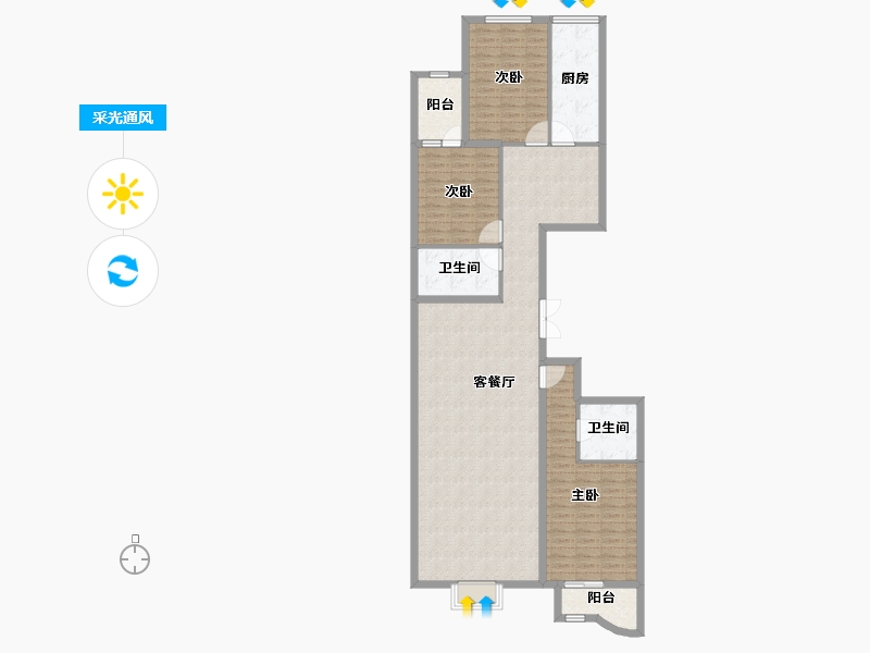 山西省-大同市-阳泉新澳城-142.05-户型库-采光通风