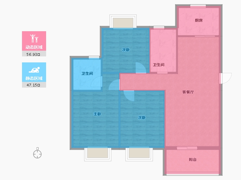 湖北省-孝感市-中仁御景-95.07-户型库-动静分区