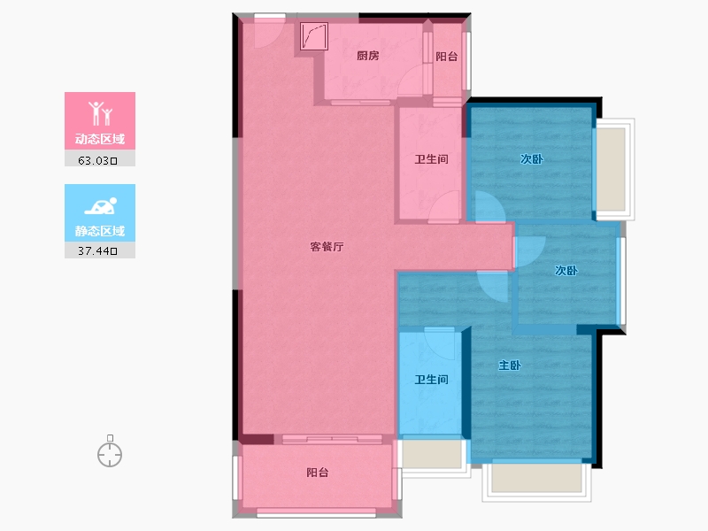 广东省-阳江市-恒隆御景山庄-89.71-户型库-动静分区