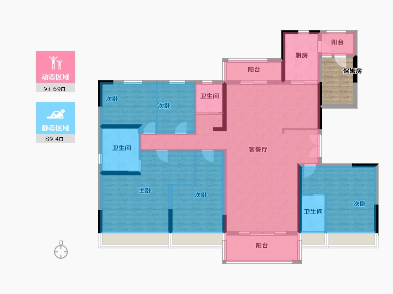 陕西省-延安市-延安碧桂园洛川公馆-172.00-户型库-动静分区