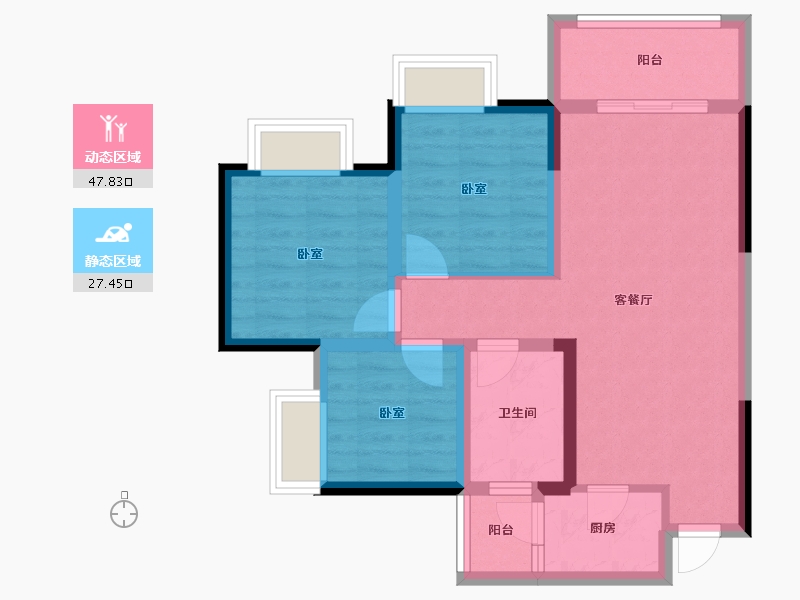 四川省-绵阳市-安州长虹世纪城珺临府-66.09-户型库-动静分区