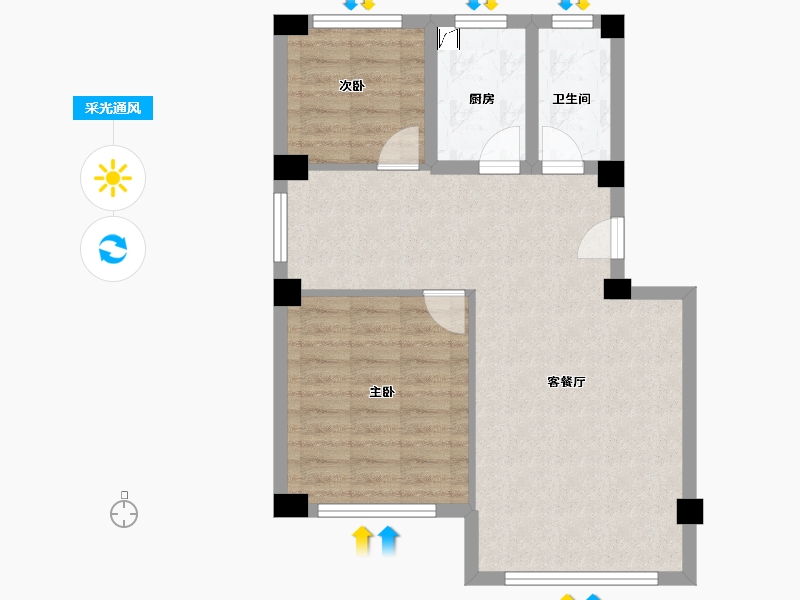 山东省-烟台市-晓龙子文学府-64.00-户型库-采光通风