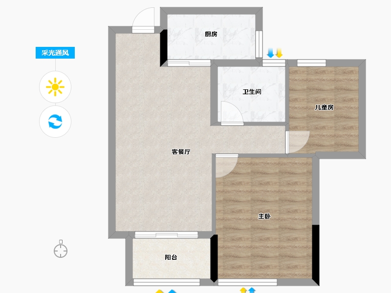 福建省-龙岩市-绿城蘭园-60.00-户型库-采光通风