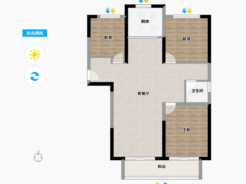 江苏省-徐州市-鸿基·泊枫花园-92.00-户型库-采光通风