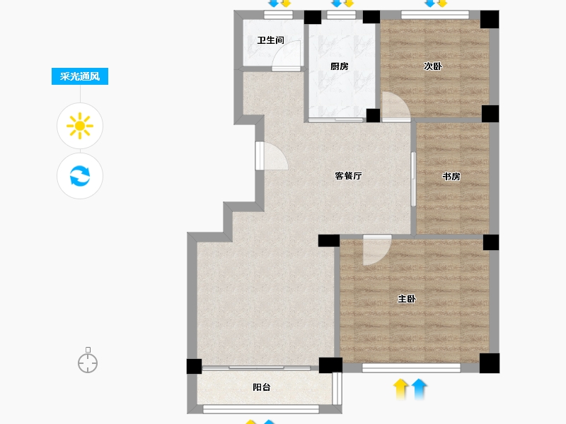 山东省-烟台市-晓龙子文学府-68.00-户型库-采光通风