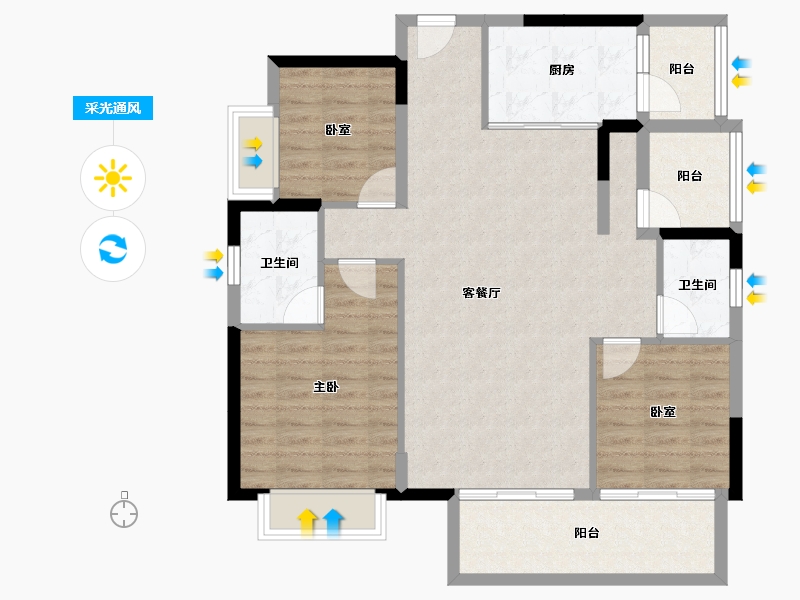 广东省-梅州市-融创奥园玖珑台-97.16-户型库-采光通风