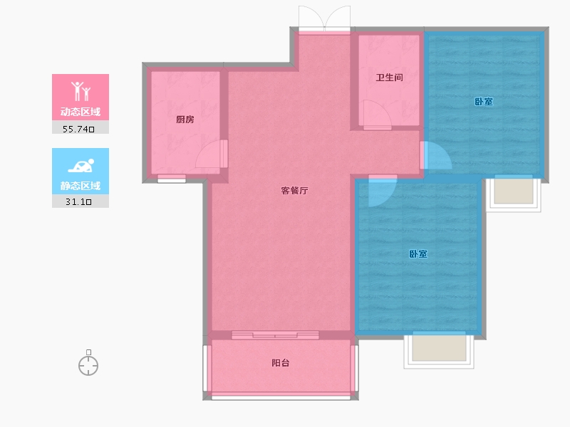 陕西省-渭南市-豪润·公园天下-77.80-户型库-动静分区