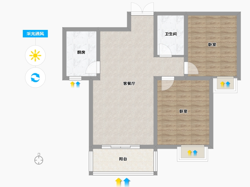 陕西省-渭南市-豪润·公园天下-77.80-户型库-采光通风