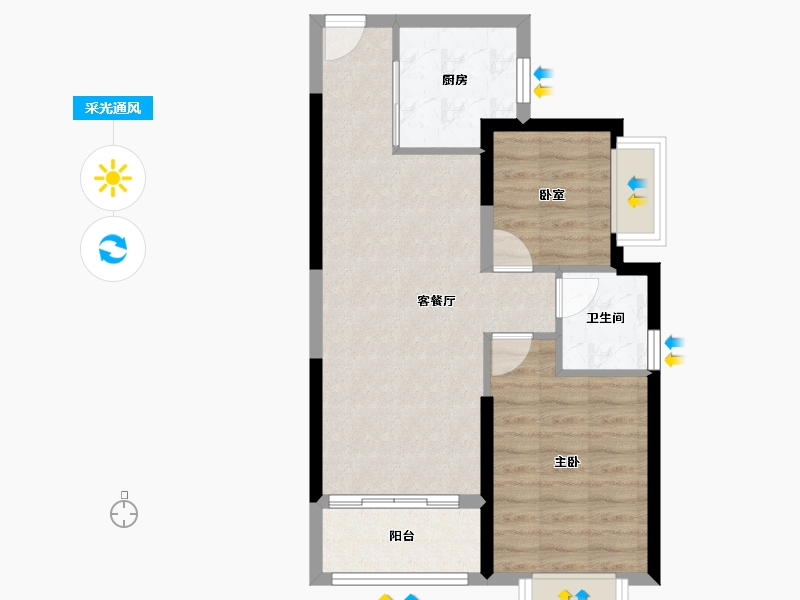 广西壮族自治区-防城港市-防城港恒大悦澜湾-59.20-户型库-采光通风