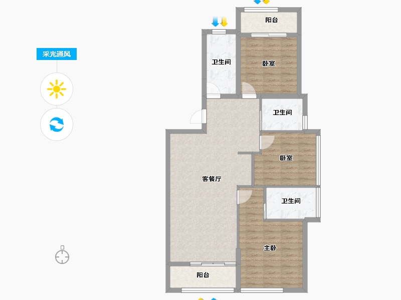 福建省-龙岩市-绿城蘭园-94.40-户型库-采光通风