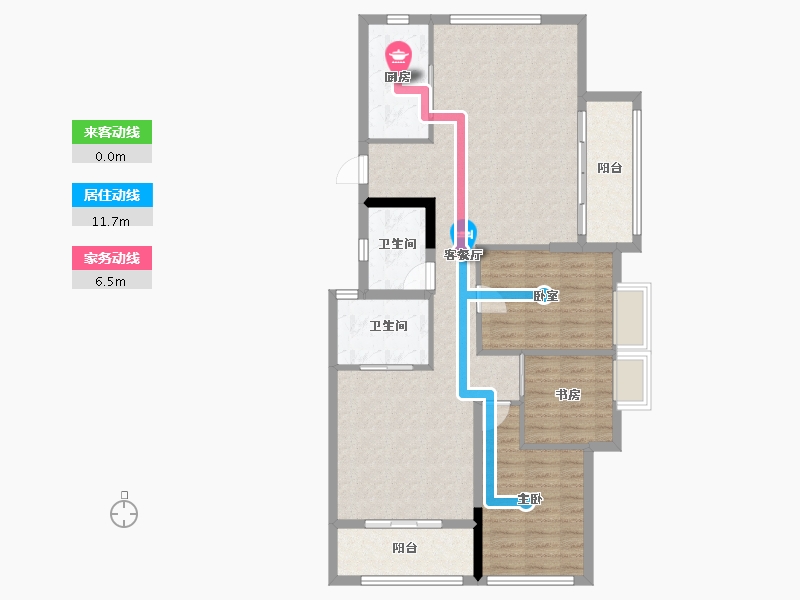 福建省-龙岩市-绿城蘭园-103.21-户型库-动静线