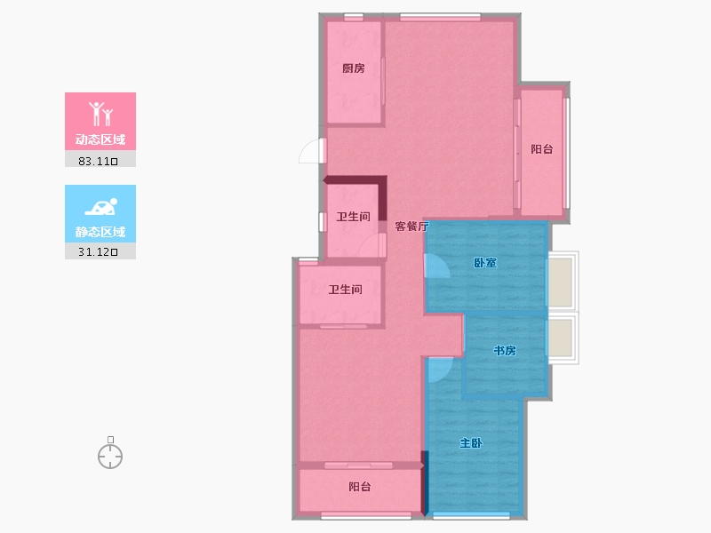 福建省-龙岩市-绿城蘭园-103.21-户型库-动静分区