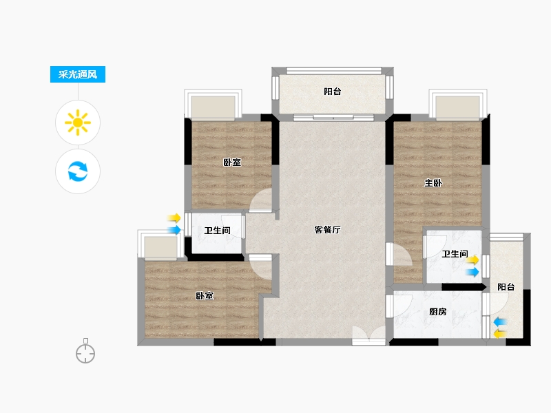 四川省-南充市-宏云·滨河湾-83.92-户型库-采光通风