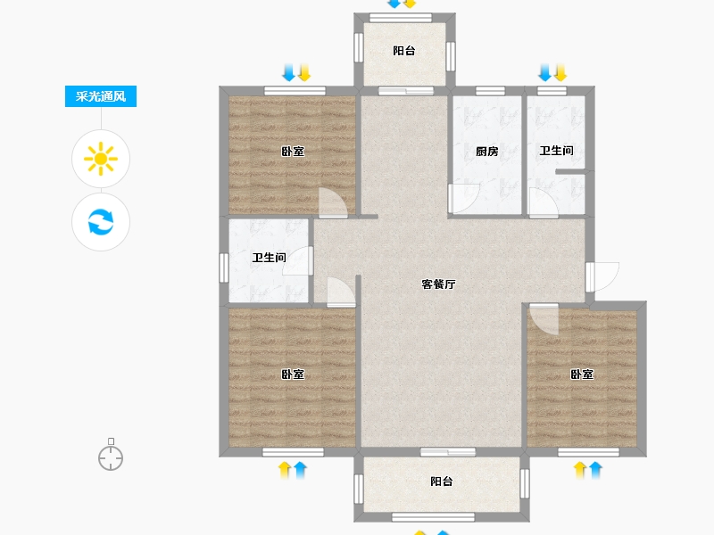 陕西省-西安市-河滨丽景苑-123.00-户型库-采光通风