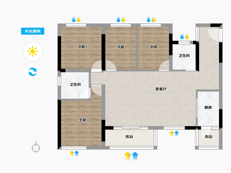 四川省-雅安市-金科集美书香府观澜-93.08-户型库-采光通风