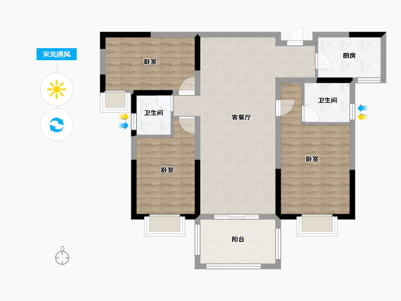 湖北省-随州市-千千水岸三期-97.87-户型库-采光通风