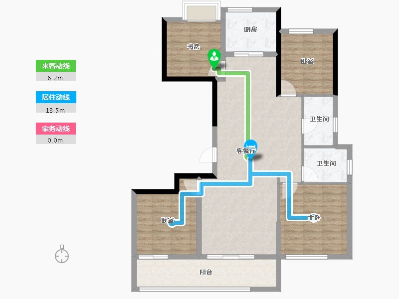 福建省-龙岩市-绿城蘭园-103.20-户型库-动静线