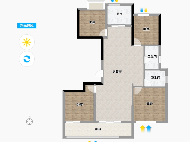 福建省-龙岩市-绿城蘭园-103.20-户型库-采光通风