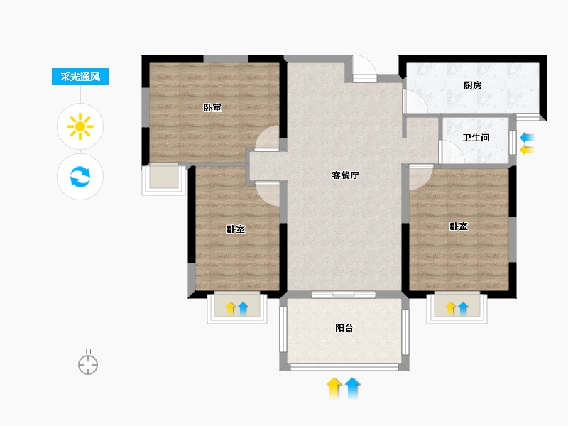 湖北省-随州市-千千水岸三期-86.66-户型库-采光通风