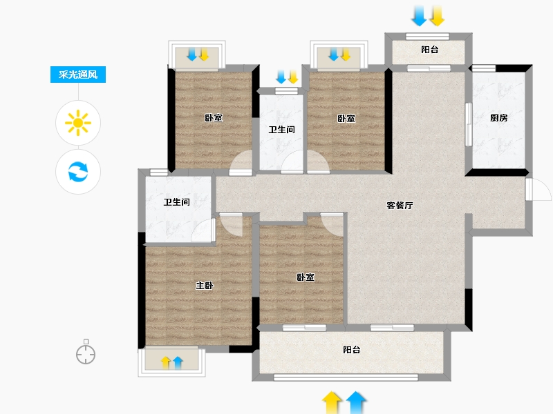 江西省-上饶市-富力西溪悦居-112.80-户型库-采光通风