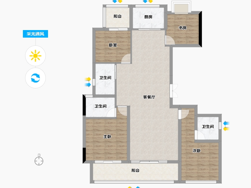 福建省-龙岩市-绿城蘭园-113.60-户型库-采光通风