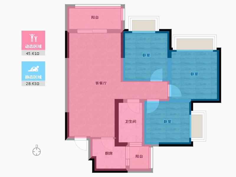 四川省-绵阳市-安州长虹世纪城珺临府-64.97-户型库-动静分区