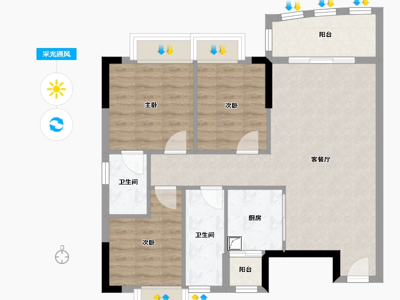 广东省-阳江市-平冈新城-76.05-户型库-采光通风