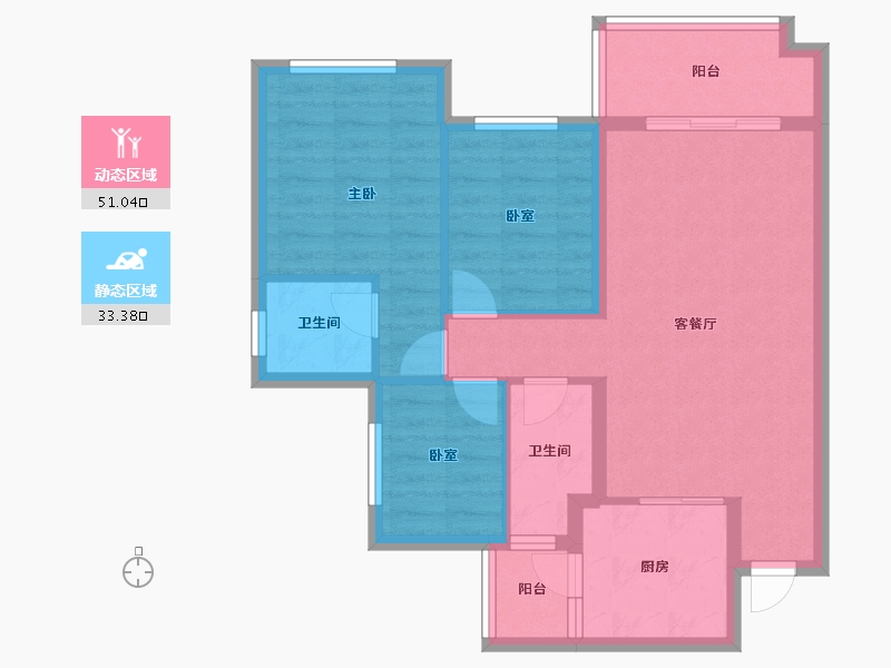 四川省-泸州市-鸿通学府华庭-75.21-户型库-动静分区