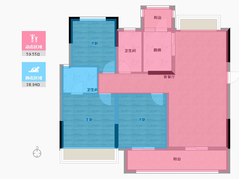 四川省-内江市-恒信·水岸名邸-87.92-户型库-动静分区