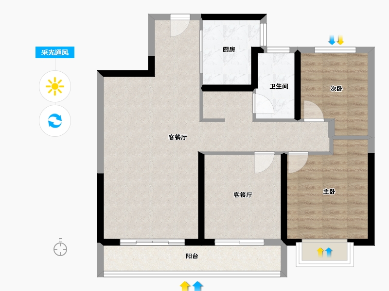 河北省-石家庄市-当代府moma-83.58-户型库-采光通风