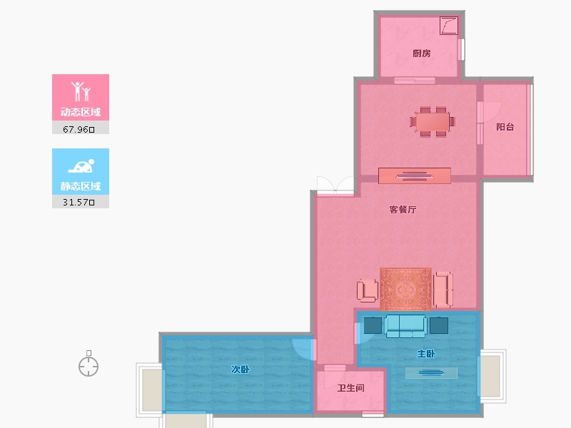 宁夏回族自治区-银川市-领世湖城四期-88.39-户型库-动静分区