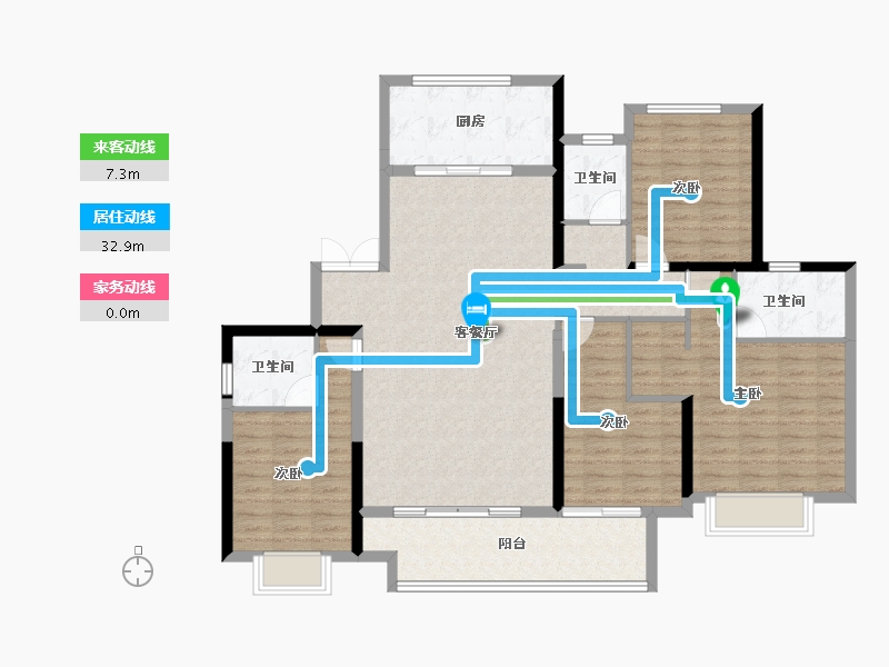 陕西省-西安市-电建·阎良洺悦府-126.40-户型库-动静线