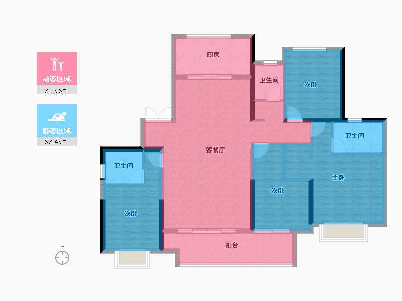 陕西省-西安市-电建·阎良洺悦府-126.40-户型库-动静分区