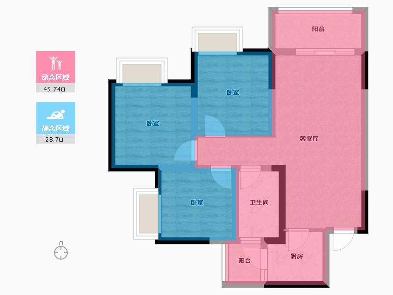 四川省-绵阳市-安州长虹世纪城珺临府-65.25-户型库-动静分区