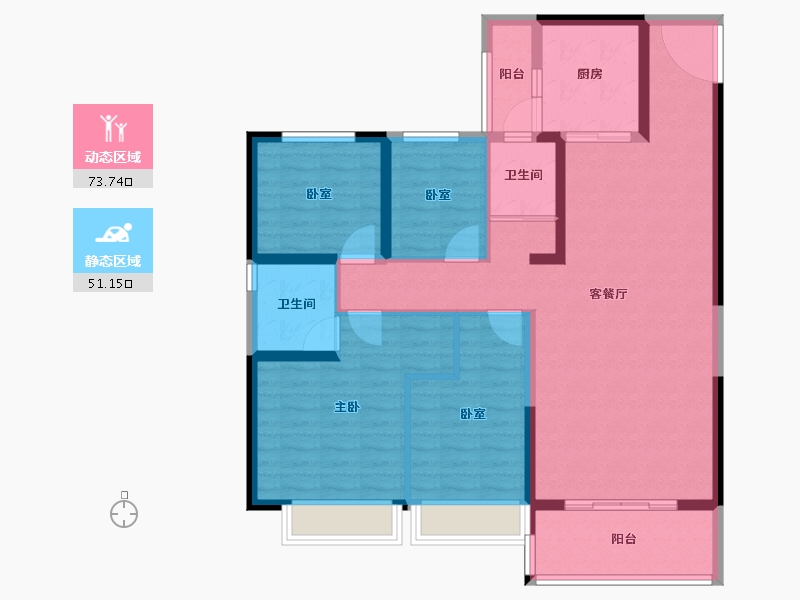 陕西省-铜川市-碧桂园・锦阳学府-112.00-户型库-动静分区