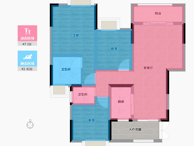 重庆-重庆市-奥园誉峯-86.01-户型库-动静分区