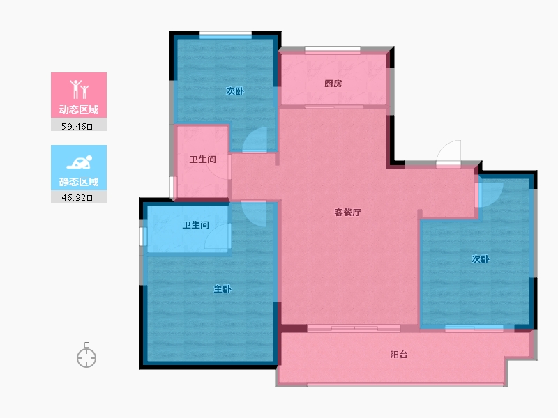 陕西省-延安市-荣民国宾府-96.76-户型库-动静分区