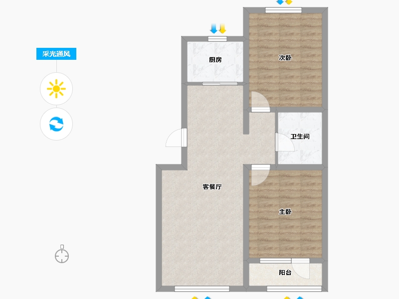 河北省-廊坊市-中远·佳成时代-74.40-户型库-采光通风