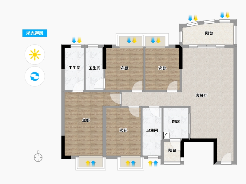 广东省-阳江市-平冈新城-99.65-户型库-采光通风