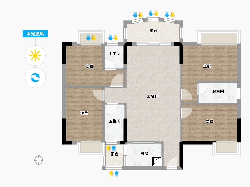 广东省-阳江市-平冈新城-93.73-户型库-采光通风